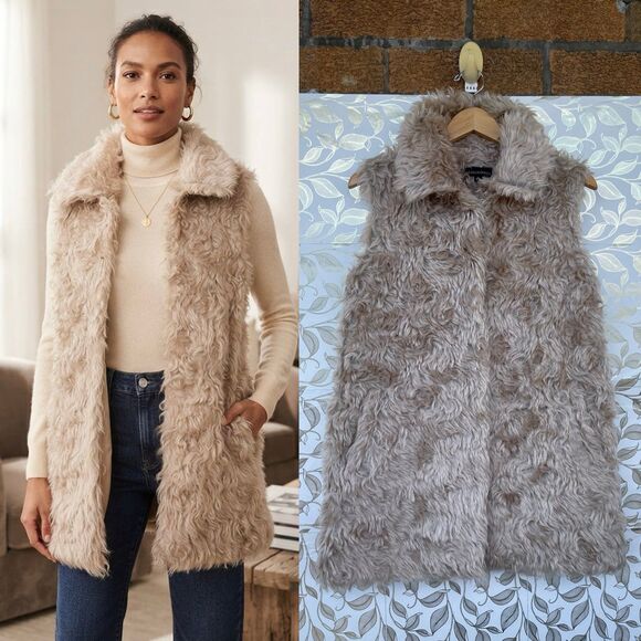 Jackets & Blazers - Sofia Cashmere Tan Mohair Shearling Vest Size XS Old Money Minimalist